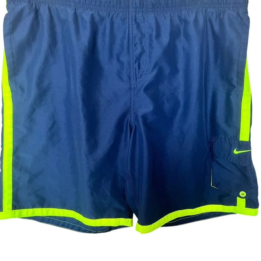 Nike Swim Trunks Shorts Mens Large Blue Lined Polyester Beach Pool Vacation
